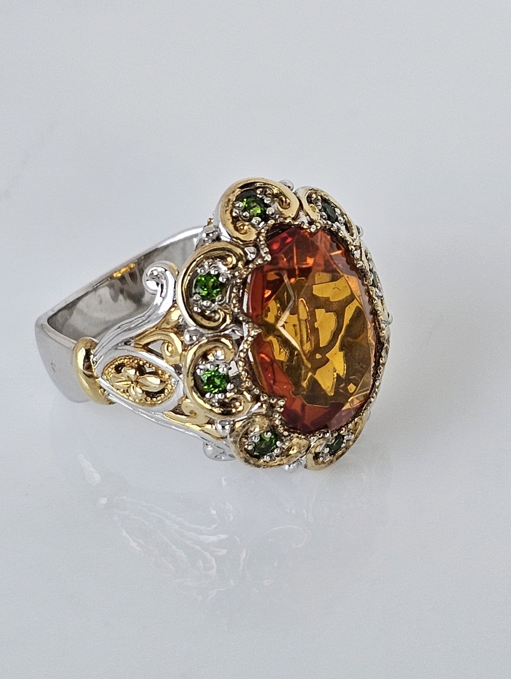 Retired Rare Gems En Vogue Rio Grande Citrine & Tsavorite Garnet Ring Size 7.5 - Picture 8 of 12